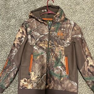 Storm Kids Camo Puffer Jacket - Brown and Orange
